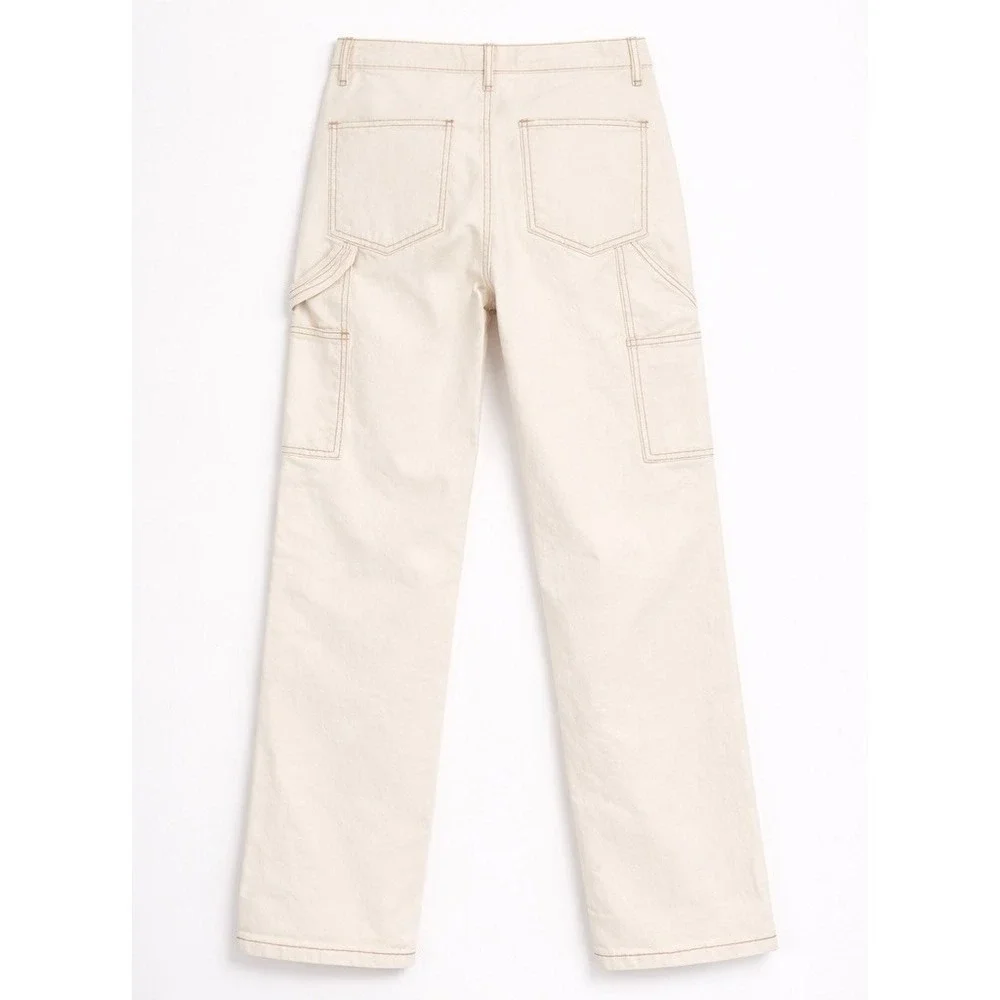 Free People X Driftwood Tri-Color Stripe Wide Leg Carpenter Jeans Size 26X29 NWT
